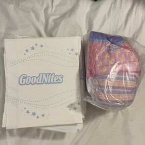 12 goodnites mattress pads and 8-L/XL ninjamas